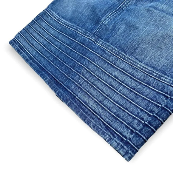 7 For All Mankind Blue  Jean Ribbed Bottom Skirt - Picture 3 of 8